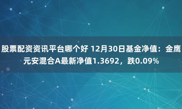 股票配资资讯平台哪个好 12月30日基金净值：金鹰元安混合A最新净值1.3692，跌0.09%